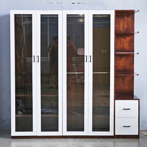 Moderno Armario Independiente de Madera de Caucho con Puertas de Vidrio 200x55x200cm Muebles para el Hogar TQA68049 - Product Image 3
