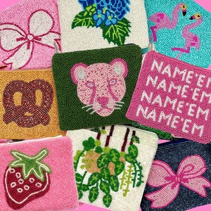 Monedero y Porta Identificación con Cuentas de Colores, Monedero con Cuentas Bordadas de Color Verde, Hecho a Mano en India, Pendientes para Mujer - Product Image 3