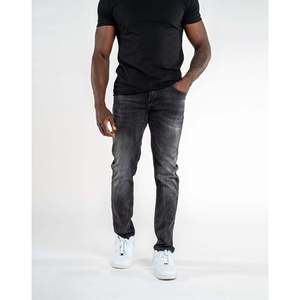 ผ้ายืดเทอร์รี่ผ้ายืดทรงสลิมฟิตสำหรับผู้ชายกางเกงยีนส์ไซส์38สีดำ - Product Image 1