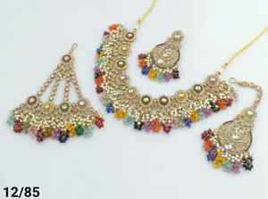 Ensemble indien traditionnel et à la mode plaqué or et long Mala avec boucles d'oreilles et collier combiné Maagtika pour femmes - Product Image 4