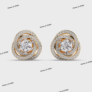 Pendientes de Plata con Halo y Moissanita Brillante, Estilo Elegante y Lujoso para Bodas y Fiestas - Product Image 2