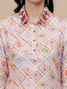 Femmes couleur blanche imprimé col cou genou longueur Polyester Kurta & Palazzo ensembles femmes Readymade vêtements ethniques ensembles en gros - Product Image 6