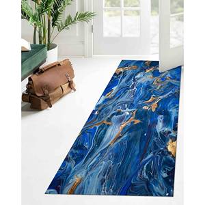 พรมลายหินอ่อนสีน้ำเงิน: พรมทางเดินนุ่มพิมพ์ลาย 3 มิติ, พรมเชนิลล์ - Product Image 5