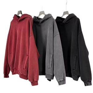 Hot Selling Best <b>Sale</b> Embroidered Custom Logo Oversized Pullover Hoodies Men 100% Cotton <b>Washed</b> Winter Warm <b>Lined</b> Solid Pocket - Product Image 6