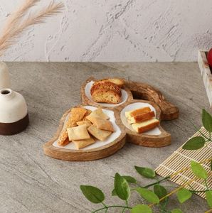 Plateau de service en bois de conception de feuille faite à la main de Offre Spéciale pour la vaisselle de mariage - Product Image 6