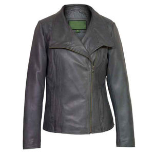 Automne hiver à la mode patte fermeture éclair conception femmes en cuir PU veste universitaire moto Style veste en cuir - Product Image 1
