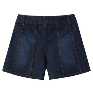 New Professional Quality Dark Blue 100% Cotton Women'S High-Waist Straight-Leg Casual Style,Straight Style <b>Shorts</b> For Women's - Product Image 2