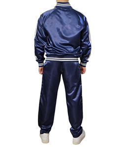 Conjunto Deportivo de 2 Piezas para Hombre, 100% Poliéster, Cómodo, con Logotipo Bordado Personalizado, Talla Grande, Tela Satinada, Estilo Urbano, Traje Deportivo Sólido - Product Image 5
