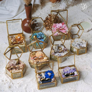 Customized Hexagon Glass <b>Ring</b> <b>Box</b> Gold Brass Vintage Metal Geometric <b>Wedding</b> Engagement <b>Ceremony</b> Display Trinket Jewelry <b>Box</b> - Product Image 3