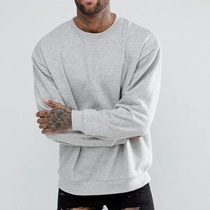 Sweat-shirt gris personnalisé pour homme, streetwear, pull à épaules tombantes, coupe oversize, en molleton de coton épais, col rond, unisexe, coupe ample - Product Image 1