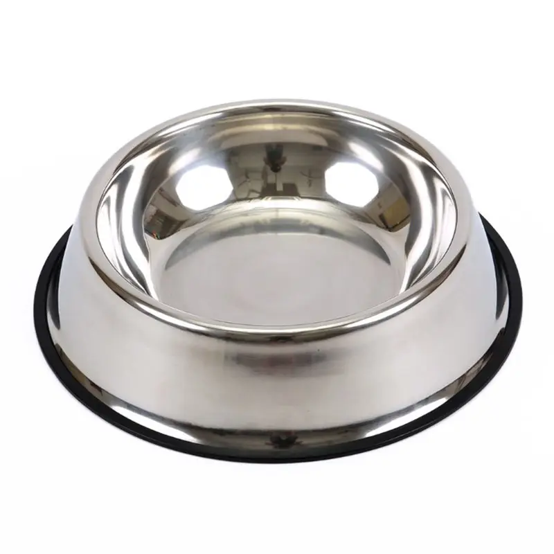 Custom Pet Food Feeder contenitore piatti in acciaio inox ciotola per cani con Base in gomma per cibo e acqua