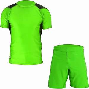 Mens Rashguard <b>Short</b> Sleeve T Shirt and Grappling <b>Shorts</b> Set Custom Printed MMA Fight Suit - Product Image 3