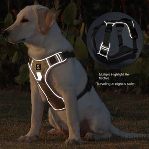 ชุดสายรัดสัตว์เลี้ยงไนลอนสีทึบพร้อมที่จับปรับได้สายรัดปล่อยสุนัขขนาดใหญ่เสื้อกั๊กสุนัขบริการอุปกรณ์ฝึกสุนัข - Product Image 3