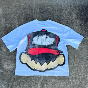 Custom Bulk Heavyweight Double Layer 100% Cotton Eco-Friendly Oversized <b>T</b>-<b>Shirt</b> Digital Print Mock Neck <b>Cropped</b> Boxy <b>Fit</b> for Men - Product Image 2