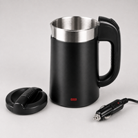 Bouilloire de voyage électrique 2-en-1 en acier inoxydable 0,5 L pour la maison et la voiture, certifiée CE GS CB ETL, pour la vente en gros