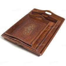Plateau de service en bois fait main avec finition antique Poignées robustes et faciles à tenir Prix bas pour charme vintage - Product Image 4