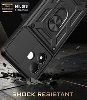 Pour Xiaomi Poco F9 Ultra/17T Pro/Redmi Note 17 Pro Max/17C/K100Pro – Coque de téléphone antichoc avec fenêtre coulissante et anneau magnétique pour support de voiture