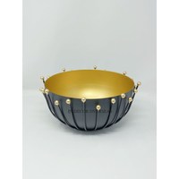 Recipientes de Alta Calidad para Servir Frutos Secos y Nueces, Diseño Único, 3 Compartimentos, Fundición de Aluminio, Bañado en Oro