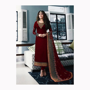 Vestido de trabajo de secuencia de bordado pesado de nuevo diseñador Dupatta ropa de lujo tradicional para adultos hecha de aspecto de fiesta de seda - Product Image 3