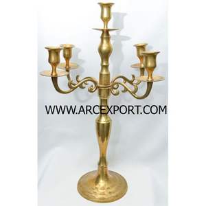 เชิงเทียนชุบทอง5แขนสำหรับงานแต่งงานและงานเลี้ยง - Product Image 2