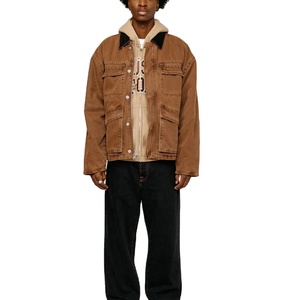 Veste de travail en coton sergé de haute qualité avec logo personnalisé pour hommes, coupe décontractée, respirante, style de rue, col rabattu, décontracté XL - Product Image 3