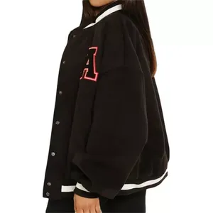 Veste de baseball courte pour femme, veste de baseball colorée pour homme, imprimé lettres, boutons, veste de baseball avec poches, streetwear - Product Image 4