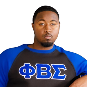 Blue <b>Black</b> Phi Beta Sigma Chenille Embroidered <b>Sweatshirt</b> Premium Cotton Raglan Sleeve Greek Fraternity Apparel Mens Wear - Product Image 6