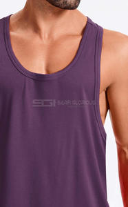 Purple Gym <b>Singlet</b> <b>Men</b> Cotton Spandex Workout Tank Top Sleeveless High Stretch Breathable Fitness Vest - Product Image 3