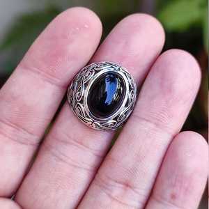925 Sterling Silver Handmade Boho Black Onyx <b>Ring</b> July Birthstone Oval <b>Statement</b> Promise <b>Ring</b> for Gift - Product Image 3