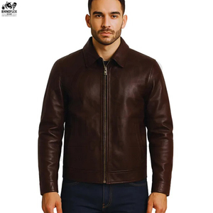 High Street Style Winter <b>Leather</b> <b>Jacket</b> Warm <b>Long</b> Sleeve Front Logo <b>Jacket</b> For Man with Solid Color <b>Leather</b> <b>Jacket</b> - Product Image 3