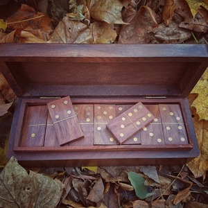 Caja de dominó de madera de animales pulidos respetuosa con el medio ambiente, juego hecho a mano para niños, diversión familiar infantil, regalo de Navidad, Media Luna - Product Image 1