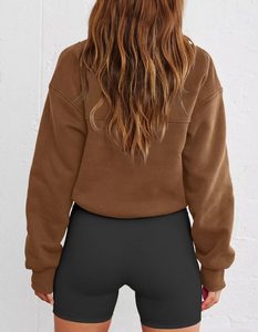 Sudadera de gran tamaño con cremallera de un cuarto para mujer, Jersey informal de manga larga holgado, dobladillo ajustable, ropa de calle de cuello alto, sudadera OEM - Product Image 4