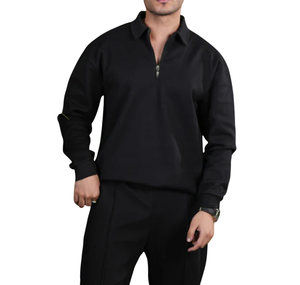 Conjunto Deportivo Unisex de Otoño, Estilo Urbano, Holgado, Sudadera Informal, Color Sólido, Algodón y Poliéster, Transpirable - Product Image 1