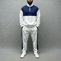 Ensemble de survêtement assorti pour homme, col montant, fermeture éclair sur le devant, veste et pantalon, deux pièces, pour la marche