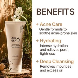 Ginger6 Hydrating Hàn Quốc làm sạch sâu bong bóng Vegan nước bọt sữa rửa mặt với axit hyaluronic Glycerin cho sử dụng trên khuôn mặt bán buôn - Product Image 2