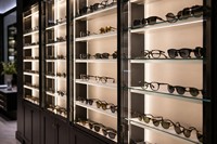 LED-Glastür-Brillenvitrine mit verstellbaren Regalen für Optikgeschäfte – Verkaufsvitrine für Brillen