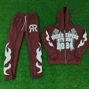 ชุดวอร์มผ้าฝ้าย600ชุด100% มีฮู้ดสำหรับผู้ชายและผู้ใหญ่ชุดวอร์มสำหรับผู้ชาย - Product Image 2