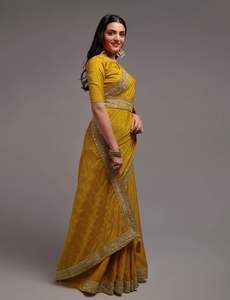 นักออกแบบล่าสุดงานลําดับผ้าไหม Chinon หนักลูกไม้ขอบสารีโดย Fab Zone - Product Image 2