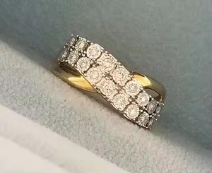 Bague en diamant torsadé en or jaune 14 carats cultivée en laboratoire diamant taillé rond déclaration bague de fiançailles ou de mariage pour femme cadeau - Product Image 3