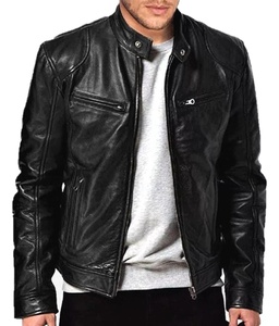 Factory Prcies <b>Cafe</b> <b>Racer</b> Retro Men's <b>Leather</b> <b>Jacket</b> Customized Size Available Genuine Soft Sheepskin Biker Black <b>Jacket</b> - Product Image 3