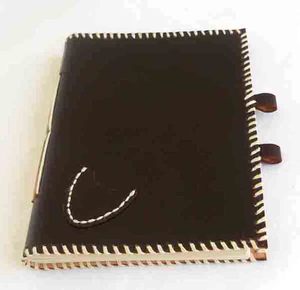 Journal en cuir personnalisable, aspect bohème, fait main, papier recyclé en coton, design avec coutures à la main - Product Image 2