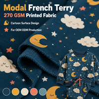 Tela de Felpa Francesa Modal con Estampado de Dibujos Animados, Personalizada, para Fabricantes de Prendas de Descanso, Tejido Suave de Peso Medio por Rollo