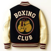 Blouson universitaire homme fin, coupe droite, double boutonnage, coupe-vent, écologique, avec logo personnalisé, en molleton de coton, pour le printemps