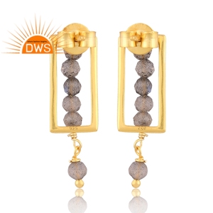 Pendientes colgantes de piedras preciosas con cuentas de labradorita natural chapada en oro de 18 quilates, la plata esterlina más vendida, fabricante de joyería fina Demi - Product Image 4
