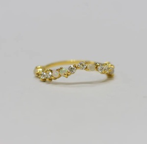 S925แหวนชุบทอง14K แบบคลาสสิกแหวนเซอร์โคเนียสีขาวมูนสโตนออสเตรเลียและเพชรสวิสสำหรับขายปลีก - Product Image 2