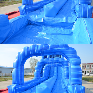 Commercial <b>Inflatable</b> <b>Water</b> <b>Slide</b> Double Lane Blue Sparkle PVC Outdoor <b>Water</b> <b>Slide</b> For School and Home Use - Product Image 3