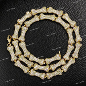 Collar de Plata 925 con Moissanita, Corte Redondo, Diseño Único con Eslabones de Hueso, Estilo Hip Hop, para Hombre y Mujer - Product Image 4