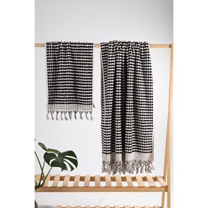 100% Cotton Loom Woven Fluffy <b>Bath</b> <b>Towel</b> <b>Set</b> Black Color - Product Image 1