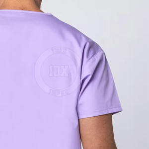 ชุดสครับสำหรับโรงพยาบาลของผู้ชายชุดสครับสีพื้นดีไซน์แบบกำหนดเอง - Product Image 5