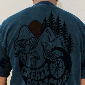 Camiseta recortada cuadrada lavada con ácido desteñida al sol de alta calidad para hombres, ropa de calle, Terry francés, peso pesado, tejido, lavado con ácido para niño - Product Image 5